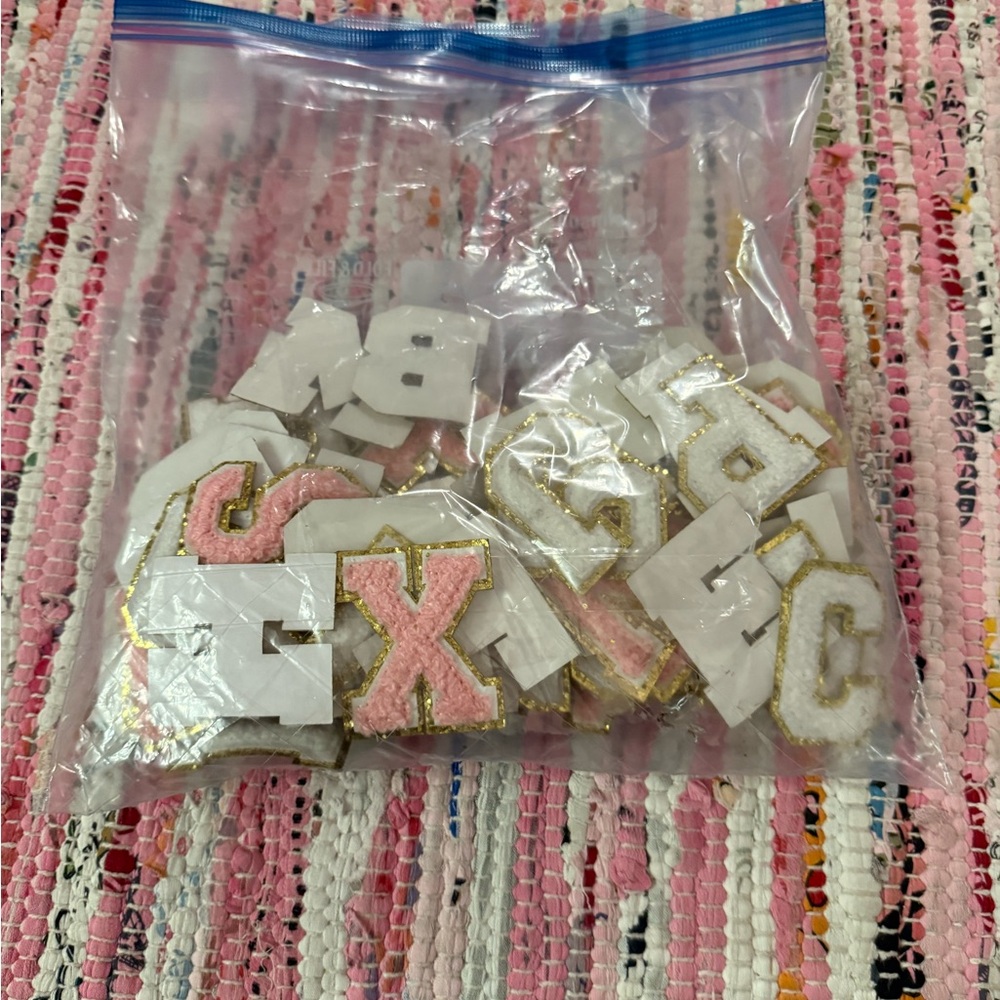 Pink and White Alphabet Patches